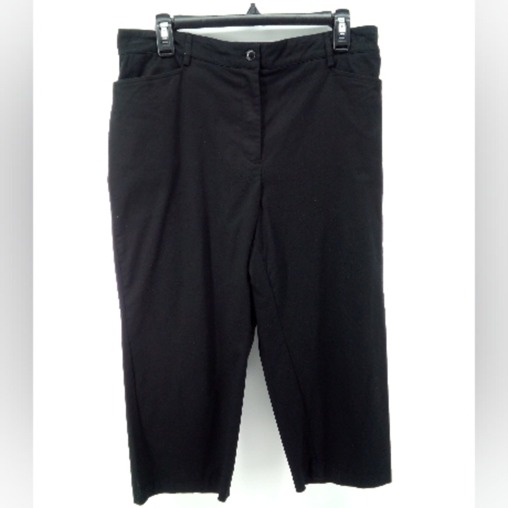 NWT Sag Harbor Black Cotton Spandex Blend Crop Pants 12